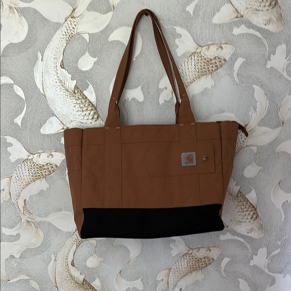 Brown and Black Carhartt Tote Bag